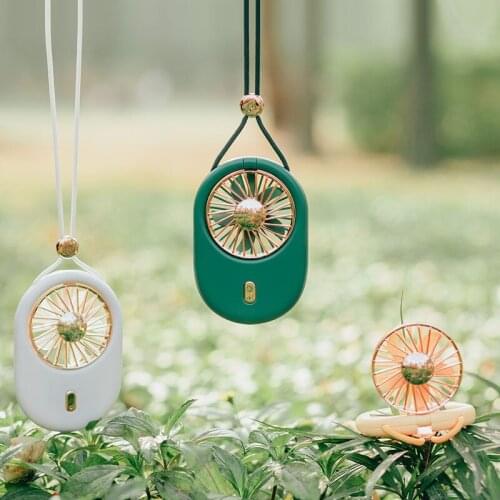 2021 Summer Neck Hanging Mini Fan Portable Creative Folding Handheld Mini Lanyard Usb Charge Fan Air Cooler Desk Fan#g4