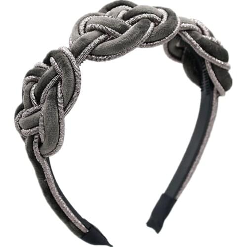 2021 B Wide braided velvet 3cm wide plain design hairbands women hair accessories winter hairbands