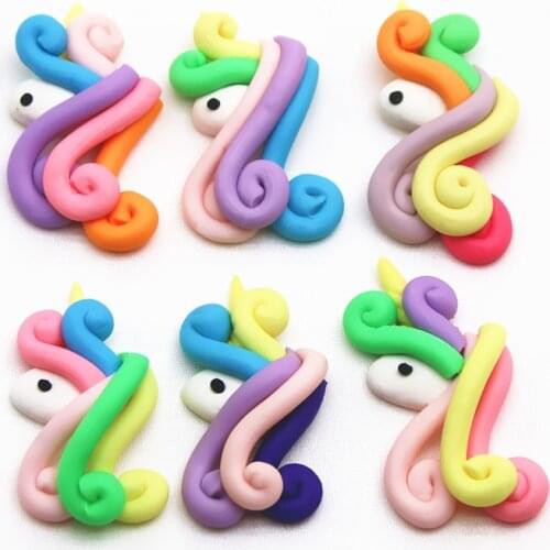 5PCS polymer clay rainbow hand made unicorn Flatback Cabochon Miniature Food Art Supply Decoden Charm DIY Craft