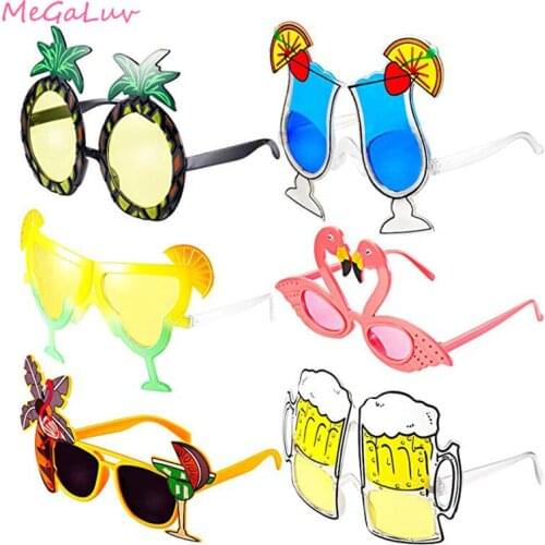 6 pcs Hawaii Party Sunglasses Soda Juice Beer Pineapple Sun Glasses Beach Bachelor Party Supplies Flamingo Party Decoration