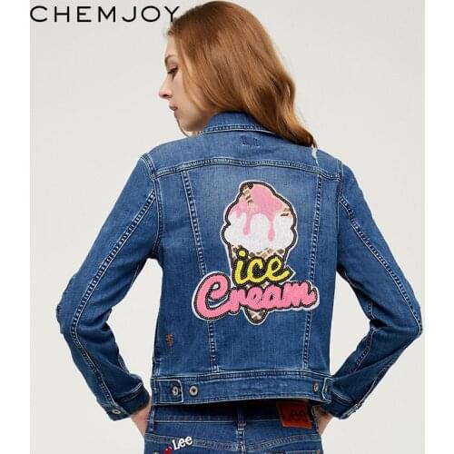 Sequin Patches Ice Cream Large Patch for Clothing Jackets Clothes Sticker Sewing on Applique DIY Craft Sequined Badge Apparel