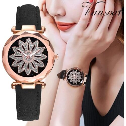 Sleek Minimalist Flower Rotating Ladies Quartz Wristwatches Lady Watch For Woman Luxury Waterproof Orologio Uomo Smart Watch