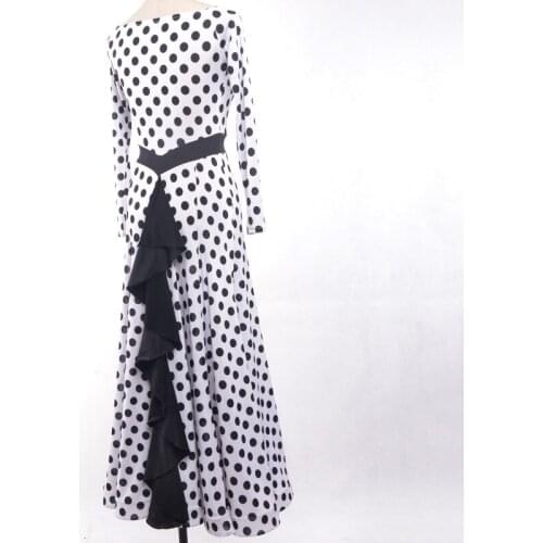 Black Pool Ballroom Dancing Waltz Modern Dance Skirt Adult One Word Lead Long Sleeve Will Pendulum Practice Dress 39