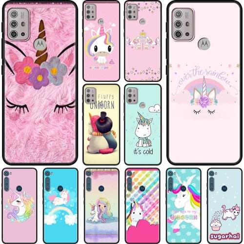 Black Case For Moto G9 G8 Play Power Lite One Fusion E6s G30 Edge G Stylus Bumper Soft TPU Fundas Coque My Unicorn Girl