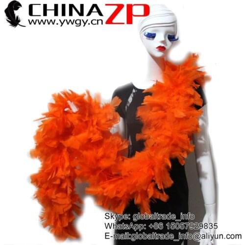 CHINAZP Feathers Beautiful Decolorizing Orange 2 Yards 150 Gram Chandelle Flat Boa For Sexy Show Girl Costumes