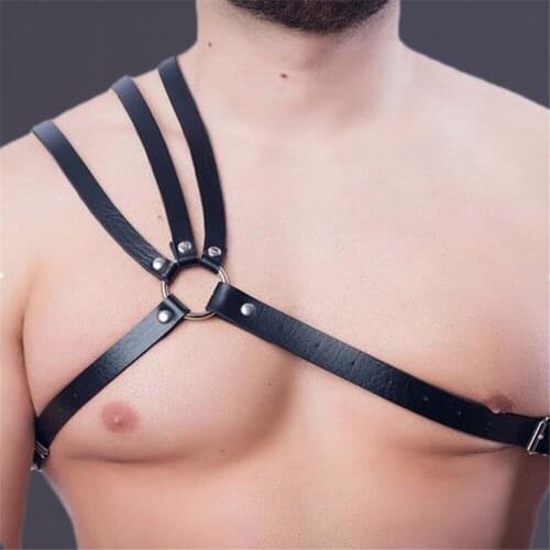 Q.FURDREAM 2021 Leather Harness Men Bondage Belt Gay Adult Toys Rave Adjustable Chest Crop Top Suspender Male Garter Exotic
