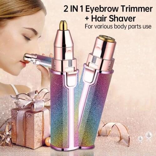 2 In 1 Electric Eyebrow Trimmer Makeup Painless Eye Brow Epilator For Women Shaver Razors Mini Portable Facial Hair Remover