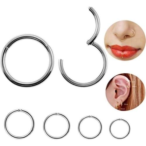 20PCS 18g 16g 14g Surgical Steel Ear Seamless Hinged Segment Ring Clicker Cartilage Nose/Lip Hoop Ring Earring Daith Helix HOT