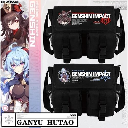 Game Genshin Impact Cosplay Accessories Anime Project Backpack Hutao Ganyu Keqing Zhongli Paimon Diluc School Travel Bag Gift