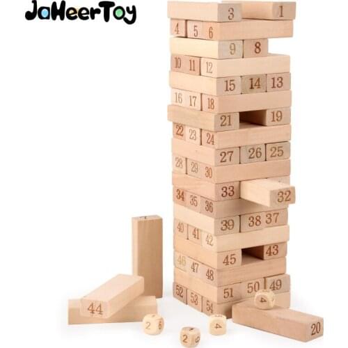 JaheerToy Wood Blocks Domino Toys for Children Superimposed Block Baby Montessori Educational Adult Intelligence Toy Interactive