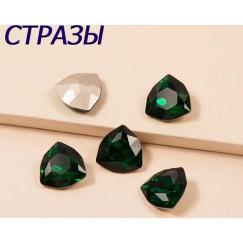 Emerald Trilliant Strass Jewelry Glue on glass Crystals Sew on rhinestone handicraft ornament accessories diy trim