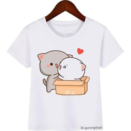 2021 Hot Sale Love Productschildren T-shirt Funny Cartoon Peach Cat Print Kids T Shirts Clothes Summer Tops Girls T Shirt
