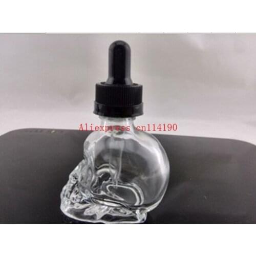 Hot selling 30ml skull glass dropper bottle with child proof cap