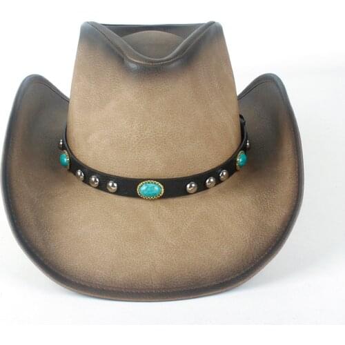 Fashion Retro Vintage Womens Mens Cowboy Western Turquoise Leather Band Cowgirl Hat