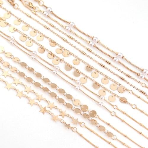 Fashion Gold Color Star Neck Strap For Women Girls Necklace Long Chains Glasses Lanyard Glasses Mask Imitation Pearls Jewelry