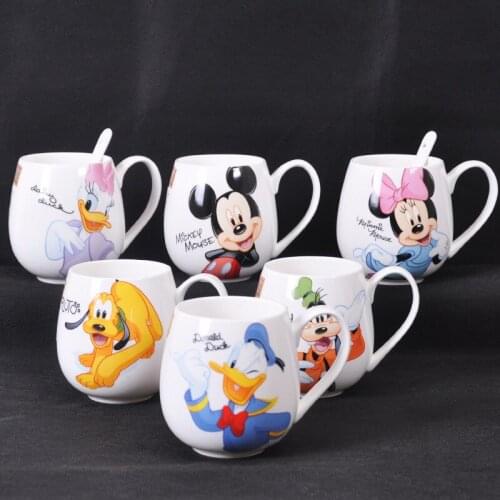 Cartoon Cup Mickey Minnie Ceramic Cups 300ml Milk Creative Fashion Couples Handle Coffee Mug Kids Water Bottles Cup Gift 2019