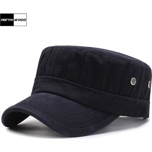 [NORTHWOOD] Summer Flat Top Cap For Men Army Cap Bone Gorra Military Cap Sun Visor Black Dad Hat Trucker Cap gorra hombre