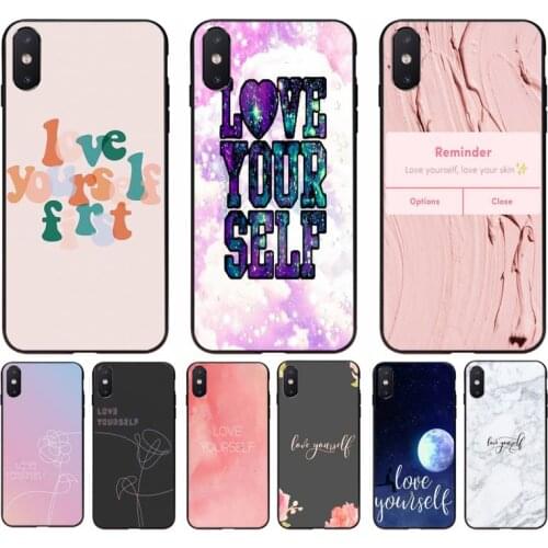 Yinuoda Love Yourself Black TPU Soft Rubber Phone Cover For iPhone 11 8 7 6 6S Plus X XS MAX 5 5S SE 2020 XR 11 pro Cover