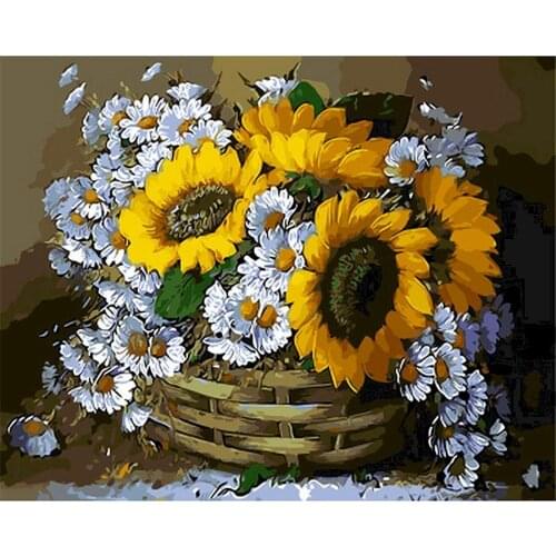 Sunflowers Flower DIY 11CT Cross Stitch Embroidery Kits Needlework Craft Set Cotton Thread Printed Canvas Home Design