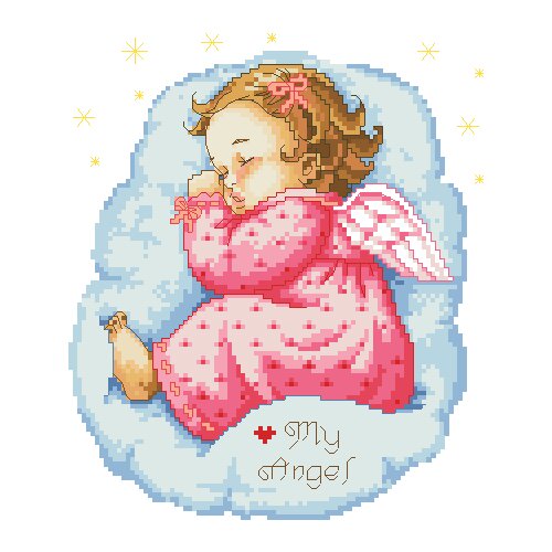 Cross stitch Handmade 14CT Counted Canvas DIY,Cross-stitch kits,Embroidery Sleeping angel baby (female) 28-30
