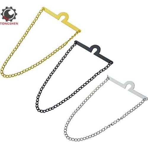 3Pcs Mens Tie Chain Single Loop Mens Classic Tie Chain Set Mens Silver Golden Necktie Tie Clips Link Chain Cravat Collar Pins