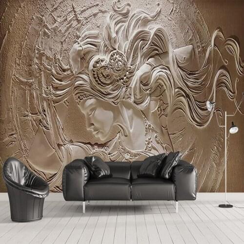 Custom Mural Wallpaper For Walls 3D Embossed Beauty Sculpture Photo Wall Paper Living Room Bedroom Restaurant Home Decoration