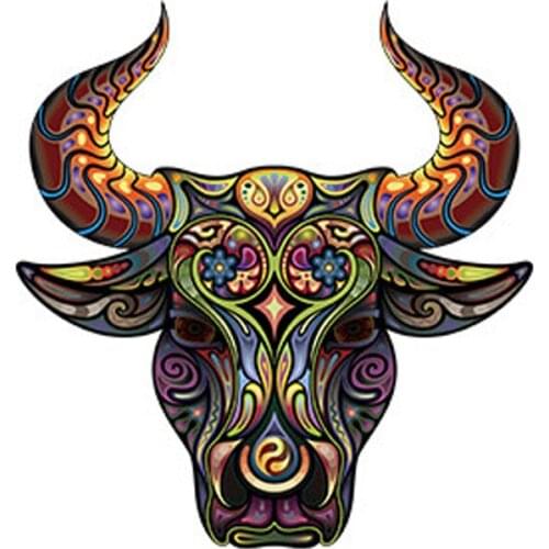 New Decorative Wall Decal Sticker Colorful Flower Pattern Bull Sitting Room Kids Mural Art Rooms Living Room Wall Stickers