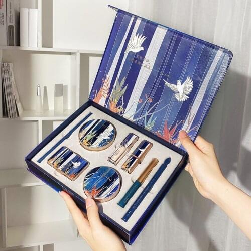 NEW Makeup Cosmetic Set Oriental Beauty Lotus Pond Moonlight Velvet Lipstick Ivory Concealer Eye Shadow Setting Gift Box