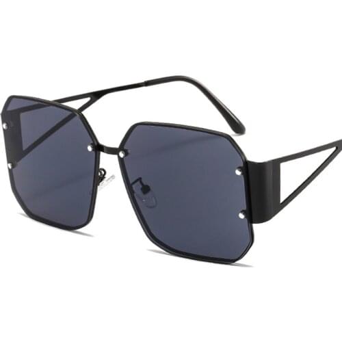 Fashion Square Rimless Sunglasses Women Oversized Metal Frame Vintage Black Shades Sun Glasses Ladies UV400 Oculos Eyewear