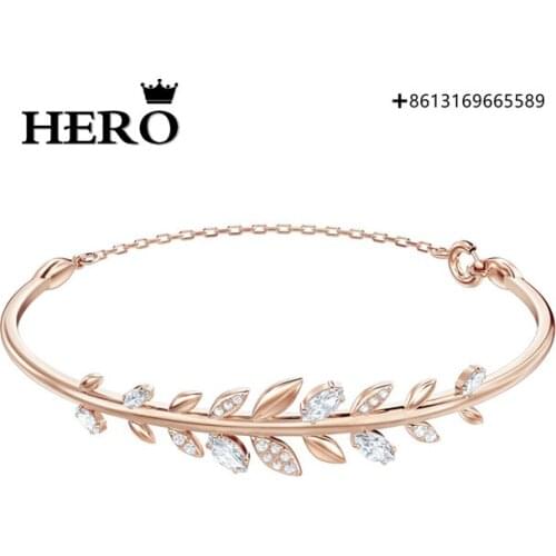HERO Original Re-Engraved High Quality 1:1 SWA Leaves Inlaid With Cubic Zirconia Plated Rose Gold Bracelet With Logo