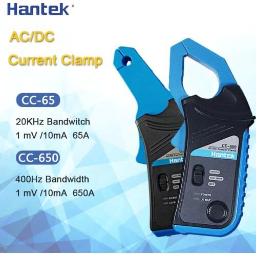 Hantek Oscilloscope AC/DC Current Clamp Probe CC-65 CC-650 20KHz/400Hz Bandwidth 1mV/10mA 65A/650A with BNC Plug CC65 CC650