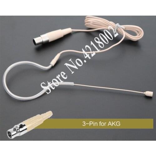 Pro Skin Mini XLR 3 Pins TA3F 3PIN Ear Hook Hanging Headset Microphone Mic for AKG Wireless Beltpack Transmitter Karaoke Mic