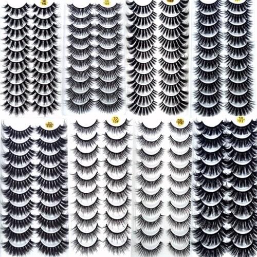 NEW 2/5/10 Pairs Natural False Eyelashes Fake Lashes Long Makeup 3d Mink Lashes Extension Eyelash Mink Eyelashes for Beauty 57