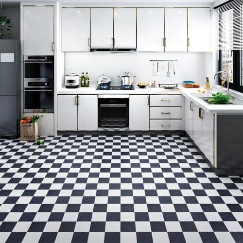 Non-slip Thick Floor Stickers Self-adhesive Kitchen Bathroom Floor Sticker Wallpaper Ground Tiles Waterproof Wear-resistant