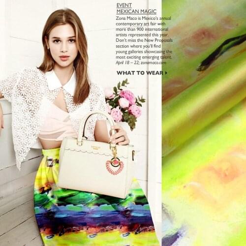 PRINT SILK ORGANZA SATIN FABRIC 135cm width 14momme Tule Fabric 100% Silk Saten