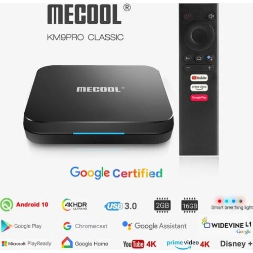 Mecool KM9PRO Smart TV Box OS Android 10 Amlogic S905X2 64-bit Quad Core Android TV Box 2GB 16GB 8K H.265 Set Top Box
