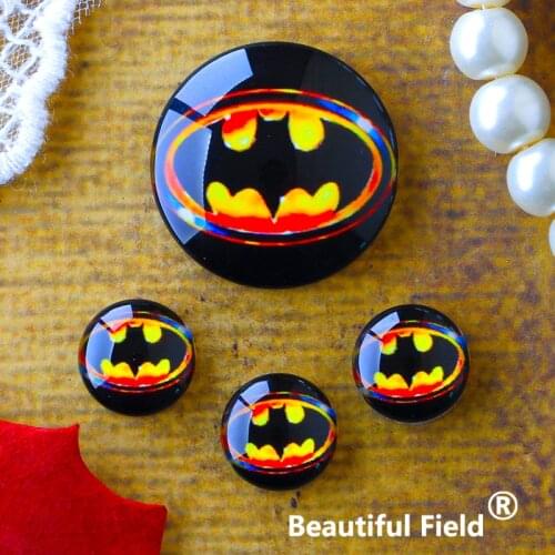 12mm 25mm 14mm 16mm 18mm 20mm Photo Glass Cabochons Round Cameo Set Handmade Settings Stone Hero Bat EEE186