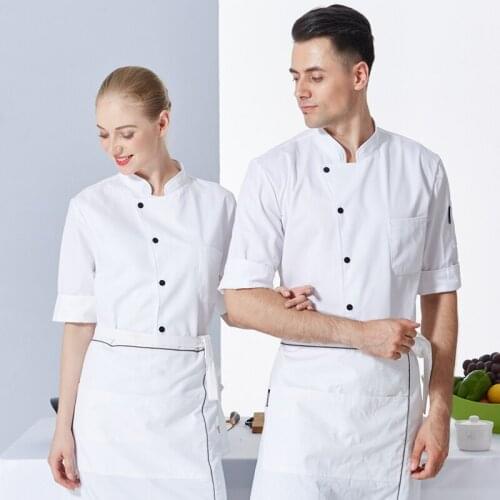 Cropped Sleeve Chef Clothes Mid Sleeve Long Sleeve Autumn and Winter Mens Hotel Restaurant Kitchen Chef Overalls