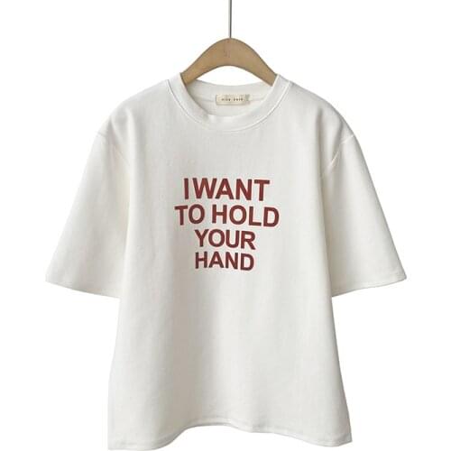 2021 Women Summer T Shirt Short Sleeve Letter Print Women White Cotton T-Shirts Blusa