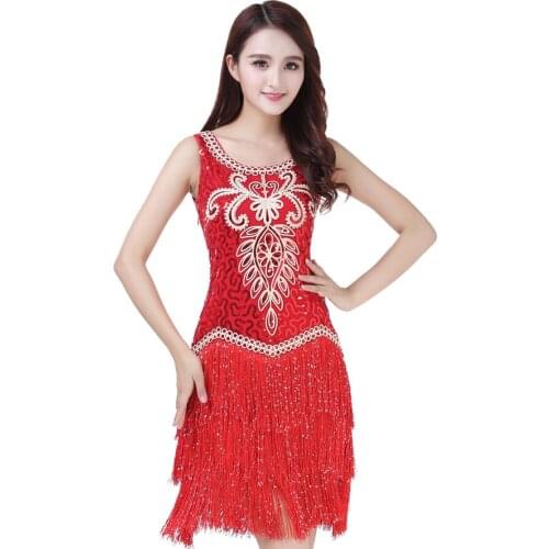 Sexy Women O Collar Sleeveless Beads Sequin Fringe Latin Dance Dress Competition Outfits Swing Tango Ballroom Jazz Party Costume