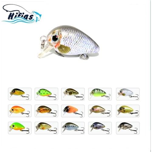 28MM 1.7G Hard Artificial Floating Mini Crank bait Fishing Lures Wobbler Carbon Black Treble Hooks Vivid Swim Actions Easy Catch