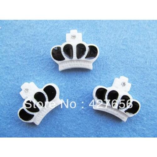 10pcs 21.68mmx24.85mm Resin Enamal Black Crown Blank Cabochon Charm,Dotted 1pcs Rhinestone,DIY Accessory Jewellery Making