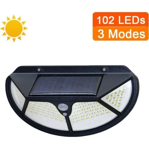 100 LED Solar Lights Outdoor Lighting Lamp Powered Sunlight Waterproof PIR Motion Sensor Street Wall Light for Garden Decoration