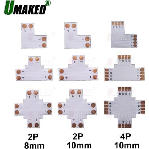 2Pin 3Pin 4Pin 5Pin LED Connector L/T/X Shape 8mm 10mm 12mm FPC Free Welding Adapter Use For 3528 2812 5050 RGB Light Strip