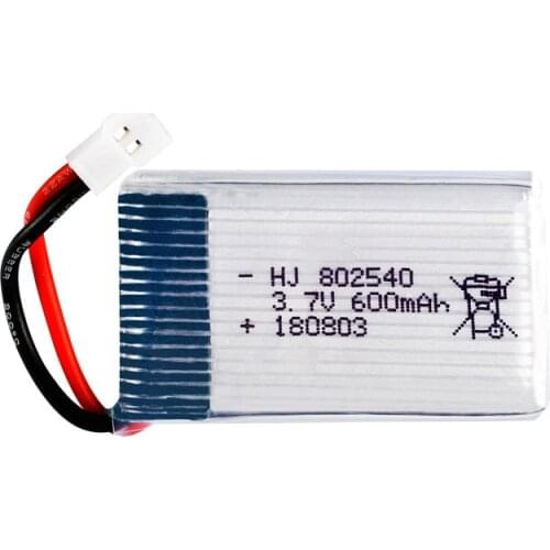 3.7V 600 mAh Lipolymer High Rate Rechargeable Battery 802540 For drone Quadcopter Helicopter 51005 Plug