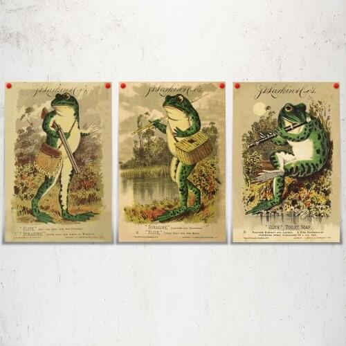 3 Sheets No Frame Retro Frog Poster Wall Art Print Canvas Paintings Wall Pictures Home Decor