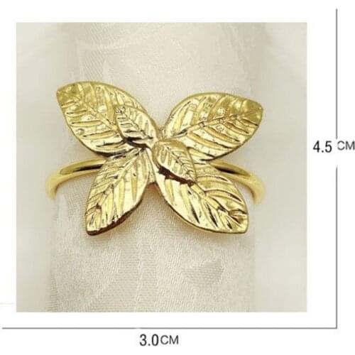 30pcs/lot alloy Napkin Ring/Wrap leaves gold ring Wedding Party Dinner Christmas Table Decoration Home free shipping