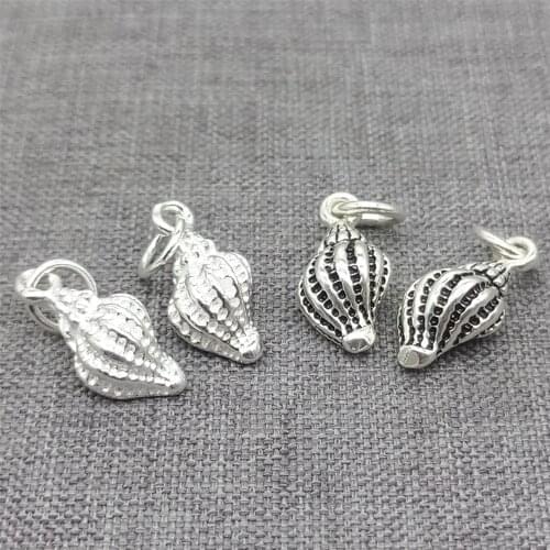 5 Pieces 925 Sterling Silver Shiny Conch Charms for Sea Shell Ocean Bracelet