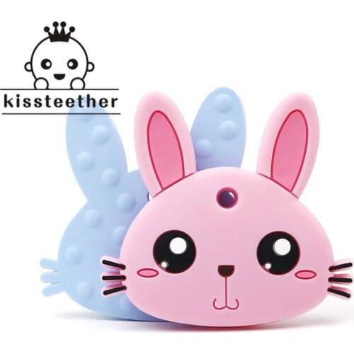 5pcs Silicone Pendant Toys For Children Teething Nursing Food Grade Material Lovely Rabbit Charms Making Necklace Baby Teethers