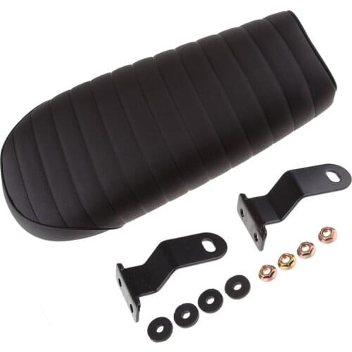 64cm Motorcycle Cafe Racer Vintage Seat Flat Saddle Cushion Black